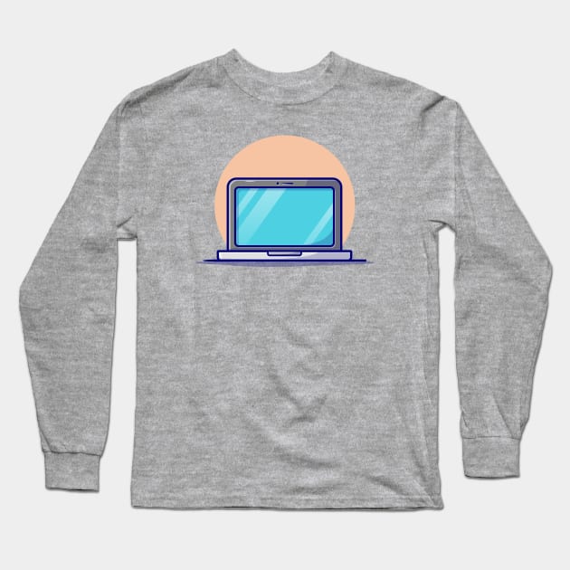 Laptop Cartoon Vector Icon Illustration (3) Long Sleeve T-Shirt by Catalyst Labs